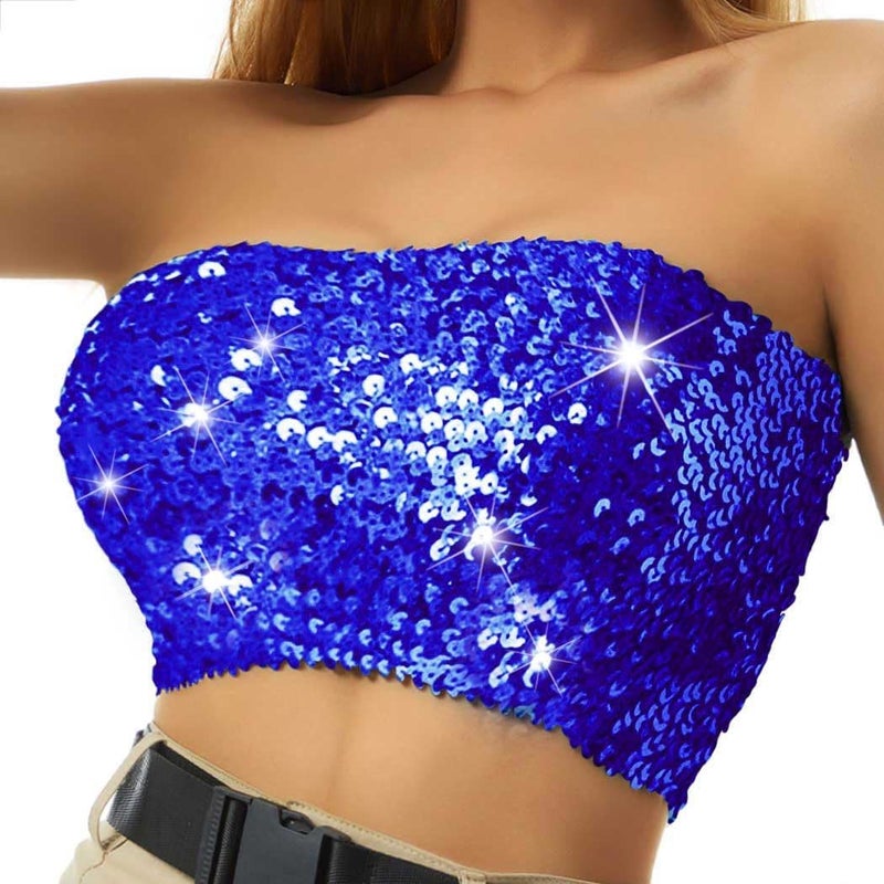 Nicute Sequin Tube Top Sparkly Crop Tops for Women - Image 1
